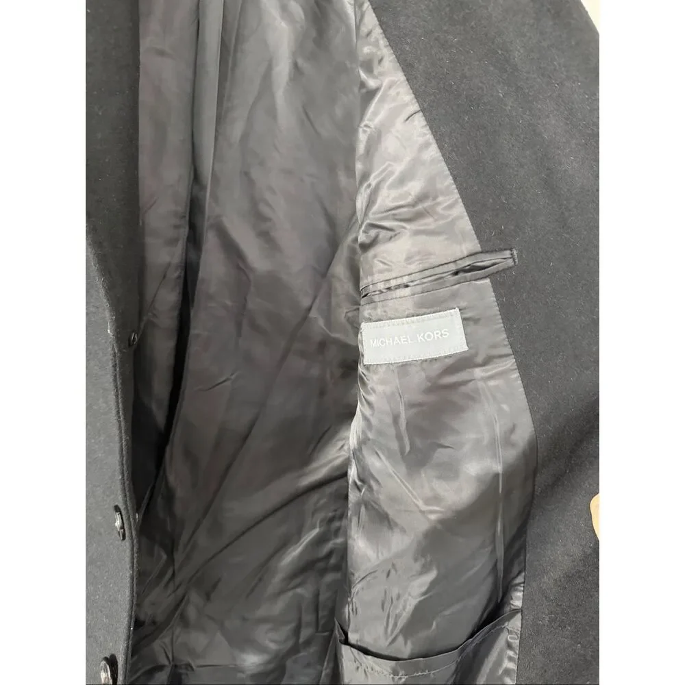 Michael Kors Kavon Classic Fit Wool Blend Black Overcoat Size 38R  NEW - Picture 7 of 8